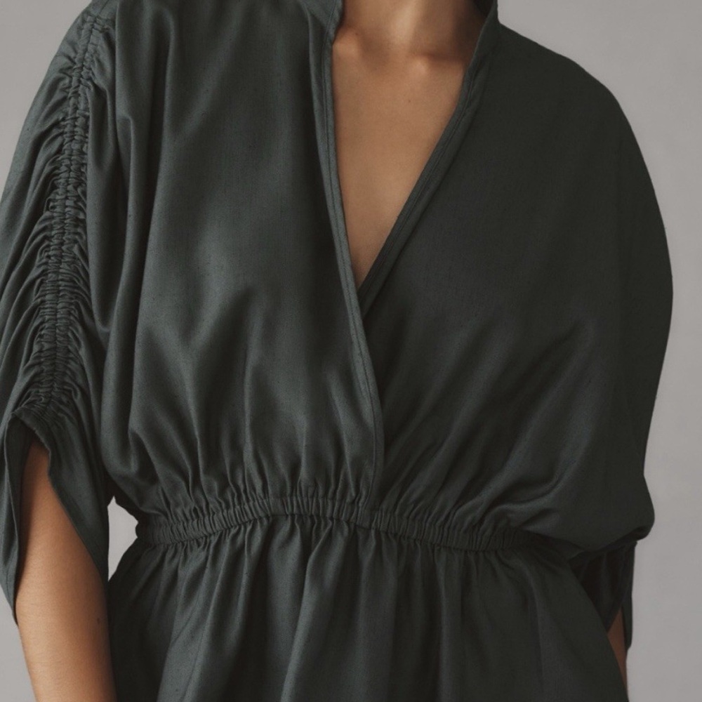 Anthropologie Maeve Short Sleeve Ruched Peplum Blouse New With Tags Size Small